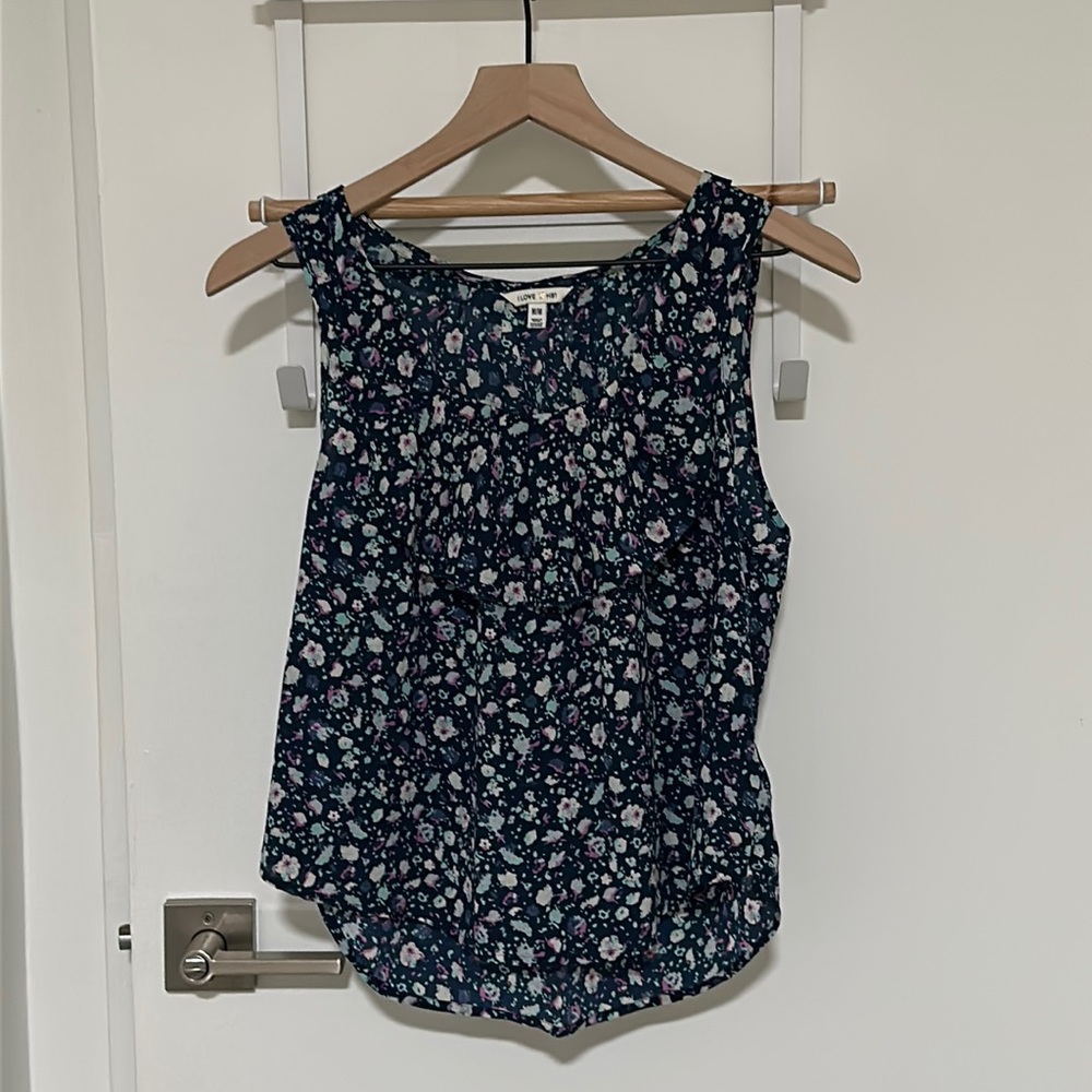 SILK Navy blue printed tank